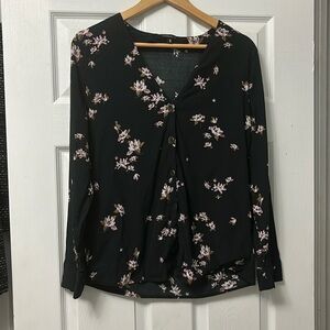 Larger dynamite black floral button down long sleeve